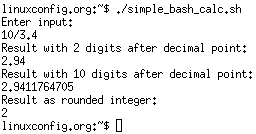 Bash floating point calculations