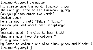 Reading User Input with bash
